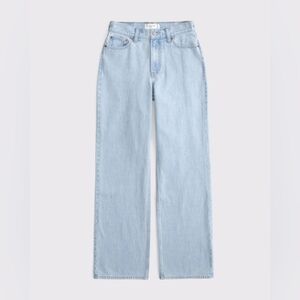 Abercrombie & Fitch Curve Love The Loose High Rise Light Wash Wide Straight Jean